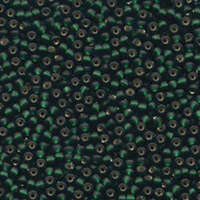 Miyuki 8/0 Rocaille Bead - 8-927F - Matte Silver Lined Dark Emerald