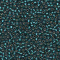 Miyuki 8/0 Rocaille Bead - 8-92425F - Matte Silver Lined Transparent Teal