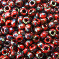 Miyuki 8/0 Rocaille Bead - 8-94513 - Matte Opaque Picasso Garnet Red
