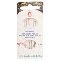 Pony - Beading Needles - Size 10 & 12 - 6 Piece Pack with bonus threader - PBN1012T