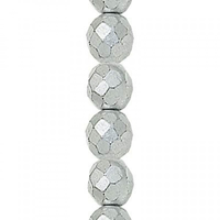 4mm Matte Silver Fire Polished Round Beads - 44 Beads Strand - 00030-01700