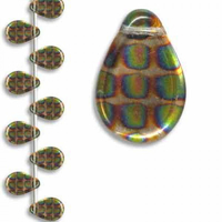 Tear Drop Beads - 13 Bead Strand - 12mm x 18mm - Nizan Iridescent Peacock