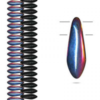 5mm x 16mm 2-Hole Dagger - Jet Sliperit  36 Bead Strand - DGR51623980-28009