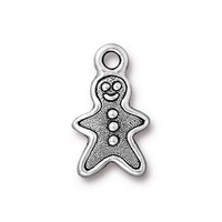 Gingerbread Man Drop - Antique Silver