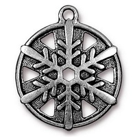 Snowflake 1" Drop - Antique Silver