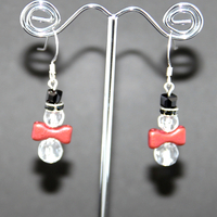 Snowman Earrings - Czech Glass - Silver Findings
