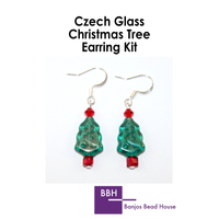 Earring Kit - Christmas Trees - Czech Glass - Emerald AB with Silver Findings