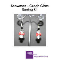 Earring Kit - Snowman - Czech Glass - Silver Findings