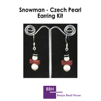 Earring Kit - Snowman - Czech Pearl - Silver Findings