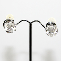 Swarovski Crystal Antique Square Clip On Earrings - Crystal