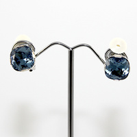 Swarovski Crystal Antique Square Clip On Earrings - Denim Blue
