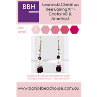 Earring Kit - Swarovski Crystal Christmas Tree - Crystal AB & Amethyst - Silver Findings