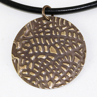 Embossed Natural Brass Pendant - Organic Leaf