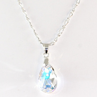 Pear Pendant on Silver Plate Chain - Swarovski© Crystal - Crystal AB
