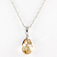 Pear Pendant on Silver Plate Chain - Swarovski© Crystal - Golden Shadow