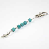 Rosary Drop Keyring - Turquoise & Silver