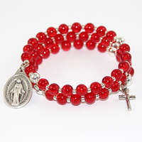 Rosary Bead Wrap Bracelet - Red