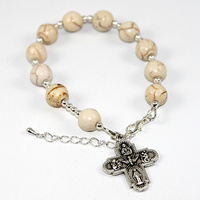 One Decade Rosary Bracelet - Cream Howlite