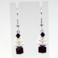 Crystal Christmas Tree Earrings - Crystal AB & Amethyst