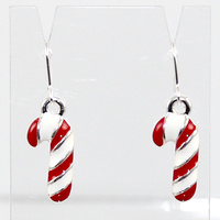 Enamel Christmas Candy Cane Earrings
