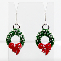 Enamel Christmas Wreath Earrings