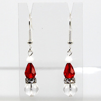 Crystal Santa Hat Earrings - Silver