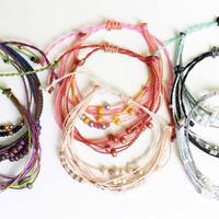 Beaded Waxed Cord Friendship Bracelets