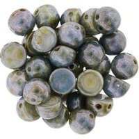 7mm Cabochon 2 Hole - Opaque Luster Green - CAB07-LN03000