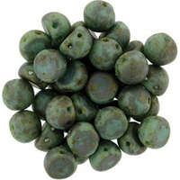 7mm Cabochon 2 Hole - Opaque Luster Turquoise Copper Picasso - CAB07-MLG63130