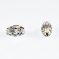 Pack of 13 - 10mm x 6mm Corrugated Bead - Silver