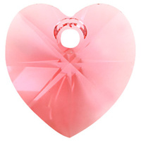 Pack of 12 - 6228 - 10.3mm x 10mm - Indian Pink (289) - Xilion Heart Crystal Pendant 