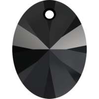 Pack of 2 - 6028 - 18mm - Jet (280) - Xilion Oval Crystal Pendant - Loose Crystal