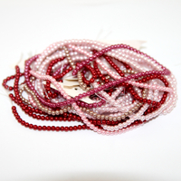 Value Pack 3mm Round Glass Pearls - 9 Mixed Strands - Pinks & Reds