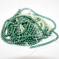 Value Pack 4mm Round Glass Pearls - 8 Mixed Strands - Greens