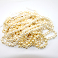 Value Pack 6mm Round Glass Pearls - 7 Mixed Strands - Creams & Light Gold