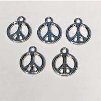 *Pack of 5 - Peace 5/8" Drop Pendant- Bright Rhodium