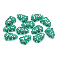 17mm x 11mm Czech Glass Christmas Tree Bead - Translucent Emerald White - 50730-54201