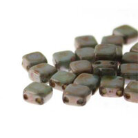 5mm 2-Hole Tile - Chalk Lazure Blue - CZTWN05-02010-65431 -  30 Bead Strand