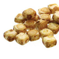 5mm 2-Hole Tile - Chalk Dark Travertine - CZTWN05-02010-86805 -  30 Bead Strand