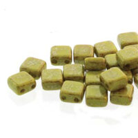 5mm 2-Hole Tile - Luminous Green - CZTWN05-53400-15495 -  30 Bead Strand