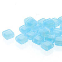5mm 2-Hole Tile - Opal Aqua  - CZTWN05-61000 -  30 Bead Strand