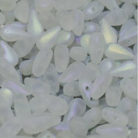 3mm x 6mm Drop Duo Bead - 2 Hole - Crystal AB Full Matte - 00030-28773
