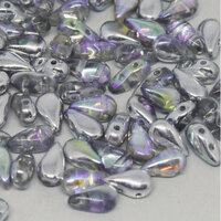 3mm x 6mm Drop Duo Bead - 2 Hole - Crystal Silver Rainbow - 00030-98530