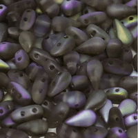 3mm x 6mm Drop Duo Bead - 2 Hole - Crystal Brown Rainbow Matte - 00030-98572R