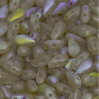 3mm x 6mm Drop Duo Bead - 2 Hole - Crystal Lemon Rainbow Matte - 00030-98574