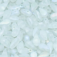 3mm x 6mm Drop Duo Bead - 2 Hole - Crystal Green Rainbow Matte - 00030-98579