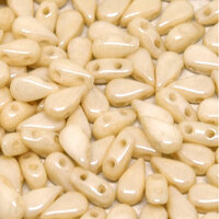 3mm x 6mm Drop Duo Bead - 2 Hole - Chalk White Champagne Luster - 03000 -14413