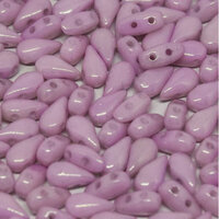 3mm x 6mm Drop Duo Bead - 2 Hole - Chalk White Lila Luster - 03000 -14494