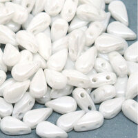 3mm x 6mm Drop Duo Bead - 2 Hole - Chalk White Shimmer - 03000 -20600