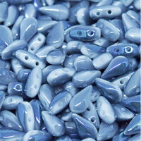 3mm x 6mm Drop Duo Bead - 2 Hole - Chalk White Blue Flare Full - 03000 -23103